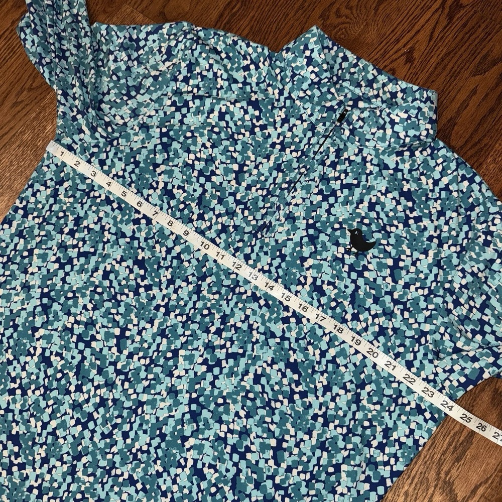 Bad Birdie Performance 1/4 Zip Pullover Mens 2XL Blue Geometric Aqua Long Sleeve - Picture 5 of 7